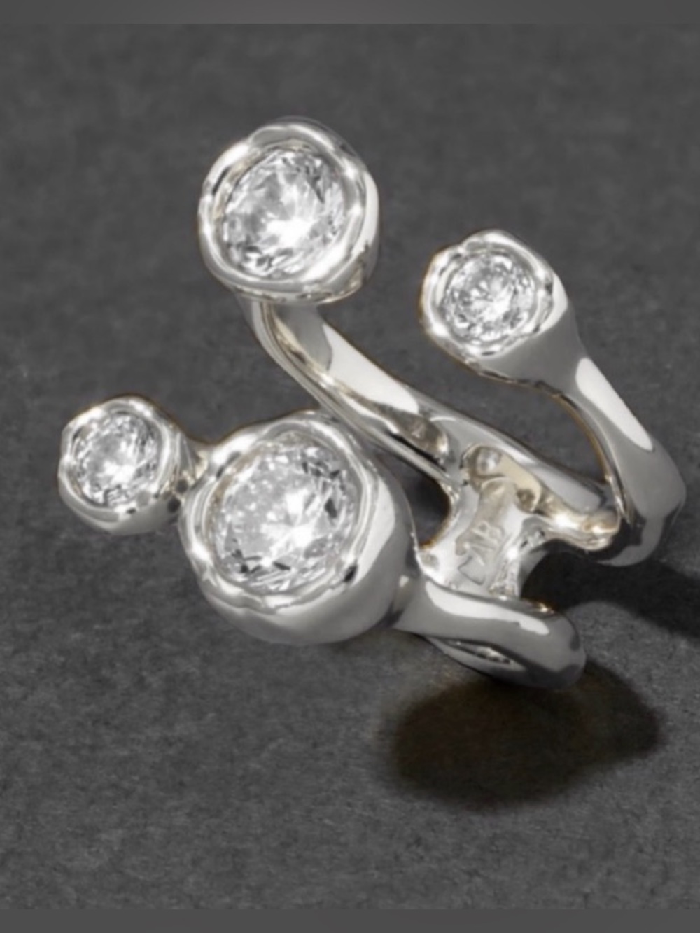 ALEXIS BITTAR Asterales Open Ring Silver Clear CZ SIZE 7 8 JL29